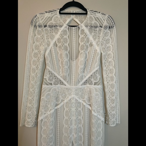 Long sleeve backless white/ivory jumpsuit (4) - Picture 3 of 16